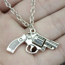 Vintage 2019 Necklace Pendant Gun 29x22mm 2 Colors Antique Bronze Silver Plated Color Necklace Jewelry Chain 2024 - buy cheap