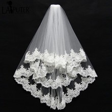 Short 2 Layer High Quality Wholesale wedding veils Lace Edge wedding accessories bridal veil velos de novia 2024 - buy cheap