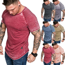 New Men Solid Pullover T Shirt Summer Gym Bodybuilding Casual Training T-Shirts Men Male Fit Slim Muscle Sport T-Shirt Tee M-3XL 2024 - buy cheap