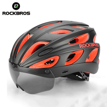 Rockbros capacetes de bicicleta com óculos de sol integralmente moldado ultraleve magnético óculos mtb mountain road ciclismo capacetes da bicicleta 2024 - compre barato