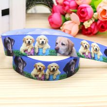 7/8'' Free shipping dog printed grosgrain ribbon hair bow headwear party decoration wholesale OEM 22mm H4701 2024 - buy cheap