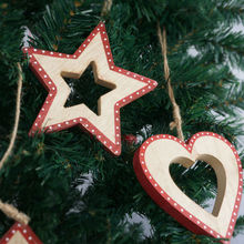 Christmas Tree Decoration Supplies Wood Christmas Star Heart  Hanging Ornament Outdoor Christmas Pendant Free Shipping 2024 - buy cheap