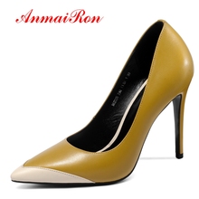 Anmairon sapatos femininos de salto alto, sapatos de couro genuíno para mulheres, tamanhos 34-39 ly348 2024 - compre barato