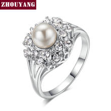 Кольцо с имитацией жемчуга ZYR171 ZYR182, элегантные кольца с кристаллами серебристого цвета, с австрийскими кристаллами, полноразмерные 2024 - купить недорого