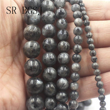 Free Shipping 4mm-12mm Factory Price Black Larvikite Gems Loose Natural Round Stone DIY Game Game Beads String 15" 2024 - купить недорого