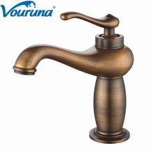 VOURUNA Antique Brass Single Hole Basin Faucet Bathroom Sink Mixer Taps 2024 - buy cheap
