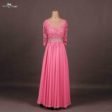 RSE604 Long Sleeve Peach Lace Chiffon Bridesmaid Dresses 2024 - buy cheap