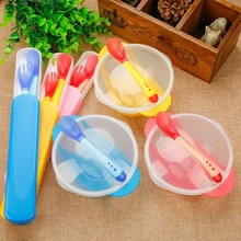 3Pcs/set Baby Learning Dishes With Suction Cup Kids Safety Dinnerware Set Assist Bowl Temperature Sensing Spoon Fork Tableware 2024 - buy cheap