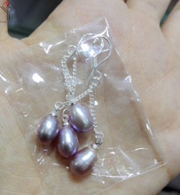 5 pairs / lot women Jewelry Earring 8mm light purple pearl double chain dangle hook earring highlight Freshwater pearl 2024 - buy cheap