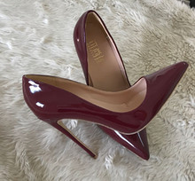 Wine red high heel shoes pointed shoes shallow mouth single shoes 10cm 12cm ladies banquet shoes 2024 - buy cheap