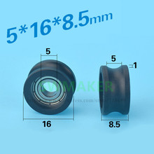 Swmaker 5*16*8.5mm u tipo sulco polia roda saco de plástico saco de roda de plástico rolamento embutido 2024 - compre barato