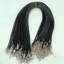 20pcs/lot 1.5mm / 2mm Handmade Black Leather Cord Braided Waxed Rope Chain Necklaces with Lobster Clasp String Cord  DIY Jewelry 2024 - buy cheap