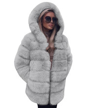 Women Coat Fashion Luxury Faux Fur Coat Hooded Autumn Winter Warm Overcoat Jacket Coats Women 2024 - buy cheap