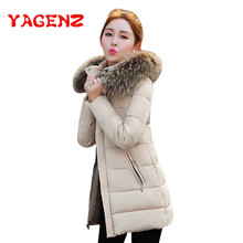 YAGENZ Long Parka Outwear Winter Jacket Women Hooded Coat Fur Collar Down Jacket Plus size Female Thicken Cotton-padded Coat 170 2024 - buy cheap
