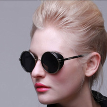 Óculos de sol redondo vintage para homem e mulher, óculos de sol punk vintage de marca, lente espelhada com proteção uv400 2024 - compre barato