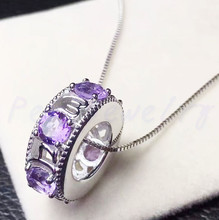 Amethyst pendant Free shipping Natural real amethyst 925 sterling silver For men or women 0.4ct*4pcs gemstone #TF18072410 2024 - buy cheap