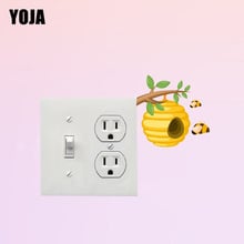 Yoja adesivo de decalque personalizado para quarto infantil, abelhas engraçadas, decoração personalizada, interruptor de parede 12ss0245 2024 - compre barato