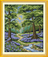 Bluebell forest cross stitch kit 18ct 14ct 11ct count printed canvas stitching embroidery DIY handmade needlework 2024 - buy cheap