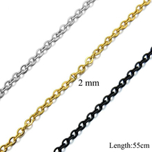 MxGxFam-collares de acero de titanio para hombre, joyería de moda, Color dorado/oro blanco, 55 cm, 2mm de ancho, 316L 2024 - compra barato