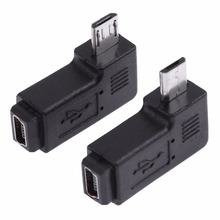 2 шт./компл. L-образный переходник с Mini USB «Мама» на Micro USB «папа», 90 градусов, правый и левый угол, переходник для зарядки 2024 - купить недорого