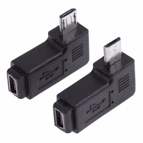 2 шт./компл. L-образный переходник с Mini USB «Мама» на Micro USB «папа», 90 градусов, правый и левый угол, переходник для зарядки 2022 - купить недорого