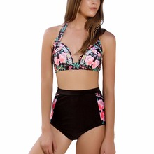 Traje de baño de cintura alta, Bikini para mujer, conjunto de Bikini de verano para mujer, Bikini de realce con estampado Froral, Bikini brasileño 2024 - compra barato