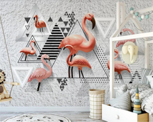 Beibehang papel de parede foto personalizada 3d estéreo preto e branco geométrico flamingo quarto de criança fundo parede 3d 2024 - compre barato