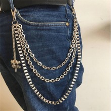 Fashion Punk Hip-hop Trendy Belt Waist Chain Multilayer Male Pants Chain Hot Men Jeans Silver Metal Clothing Accessories Jewelry 2024 - buy cheap