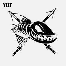 Yjzt 14.8cm * 14.4cm carro de pesca adesivo arco pesca esqueleto peixe decalque vinil decoração arte preto/prata C24-0528 2024 - compre barato