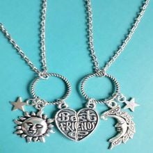 Best friends Necklaces Pendant Vintage Silver Friendship Sun&Moon Choker Couple Necklace For Women Jewelry Bff Gift Accessories 2024 - buy cheap