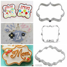 3pcs/set Stainless Steel Blessing Wedding Plaque Frame Fondant Cookie Cutter Biscuit Sugarcraft Kitchen Mould Baking Pastry Tool 2024 - buy cheap