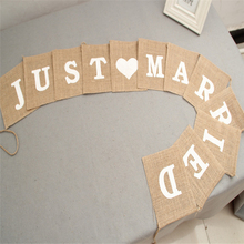 Jute Burlap Bunting Rustic Just Married Mr Mrs Wedding Banner Garland Party Flags Candy Bar Decoration Event Supplies PC893500 2024 - buy cheap