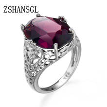Fashion Silver color filled Ring Classic Wedding Jewelry Purple Cubic Zircon Rings For Women Bridesmaid/Christmas Gifts 2024 - buy cheap