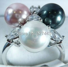 Wholesale FREE SIPP>Charming white black purple shell pearl ring 7 8 9 2024 - buy cheap