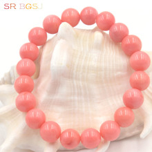 Free Shipping 6 8 10mm Mother's Day Gift Round Natural Pink Coral Gems Stone Stretchy Elegant Jewelry Bracelet 7" 7.5" 8" 2024 - buy cheap