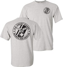 high quality Men's  USCG US Coast Guard Search and Rescue Front & Back Grey T-Shirt USA 2024 - buy cheap
