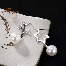 S925 Sterling Silver Antique Star Fineded Yellow Jade Marrow Pearl Personality Korean Lady Eardrop Earrings Wholesale  2024 - buy cheap