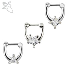 ZS Star crystal nose stud septum nose ring septum clicker 16g nose piercing body jewelry septum piercing real septum ring 2018 2024 - buy cheap