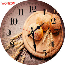 Coffee Clock Afternoon Dessert Coco Beans Design Round Wall Clock Slient Non Ticking Rustic Home Decor 12Inch 2024 - buy cheap