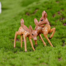 Mini girafa de cervo artificial em miniatura para jardim das fadas, terrários de desenhos animados, artesanato em resina, ferramentas de decoração para casa 2024 - compre barato