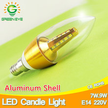 Bombilla Led E14 de aluminio, lámpara de luz de 7w, 9w, 220V, color dorado, plateado, blanco frío y cálido 2024 - compra barato