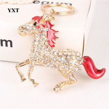 10PCS Wine Red Horse Run Gallop Creative Cute Crystal Pendant Charm Purse Handbag Car Key Ring Keychain Party Birthday Gift 2024 - buy cheap