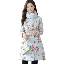 Large Size Female Parkas Big Size Women Costumes Casual Cotton Overcoat Print Floral Long Sleeve Outerwear Leisure Long CoatJ619 2024 - buy cheap