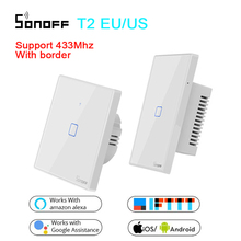 SONOFF T2US EU TX Wifi inteligente muro táctil interruptor de luz con borde Smart Home 1/2/3 Gang 433 RF/voz/APP Control funciona con Alexa 2024 - compra barato