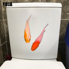 YOJA 15.4*21.4CM Two Playful Fish WC Toilet Sticker Living Room Home Wall Decor Decal T3-0986 2024 - buy cheap