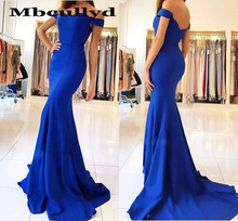 Mbcullyd Discount Mermaid Long Bridesmaid Dresses For Women  Royal Blue Off Shoulder Dress for Wedding Party Wedding Guest Dress 2024 - buy cheap