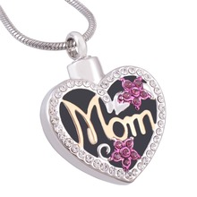 Mom Crystal Cremation Necklace Heart Memorial Funeral Keepsake Pendant Jewelry Can be engraved 2024 - buy cheap