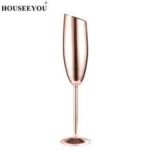 HOUSEEYOU 200ML Stainless Steel Goblet Bevel Champagne Flutes Martini Cup Plated Wine Glasses Cocktail Wedding Party Bar Tools 2024 - buy cheap