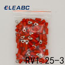 RV1.25-3 Anel Vermelho RV1.25-3 Isolados Friso Do Terminal Conector Do Fio Elétrico Conector de Fios de Cabo 100 PCS RV1-3 RV 2024 - compre barato