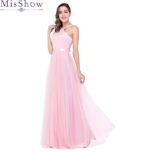 Pink Tulle Bridesmaid Dresses 2019 Women A-Line Sleeveless Wedding Party Bridesmaid Dress Long Backless Prom Gown Dresses 2024 - buy cheap